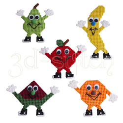Набор для вышивания на пластиковой канве Магнитики "Веселые фрукты", арт. М005