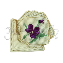 Набор для вышивания на пластиковой канве Набор подставок "Фиолетовые цветы", арт. ПД002