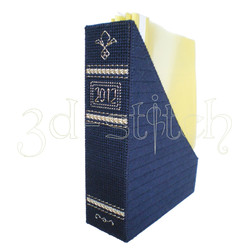 Набор для вышивания на пластиковой канве Коробка для журналов "Домашний архив" (синяя), арт. Р012-2